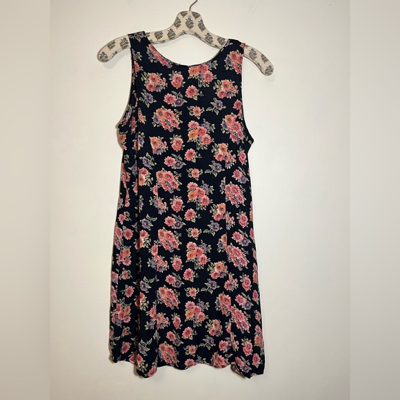 ATLAST & CO. black pink floral vintage 90s dress - Picture 1 of 4